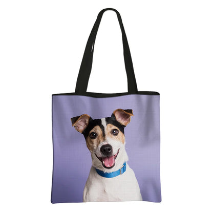 Jack Russell Terrier Women Tote Bag Labrador Print Pets Dog Student Casual Daily Use Single Handbags Portable Shoulder Bag Gift