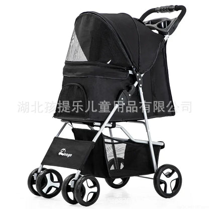 手提式可折疊寵物推車四輪附天窗
