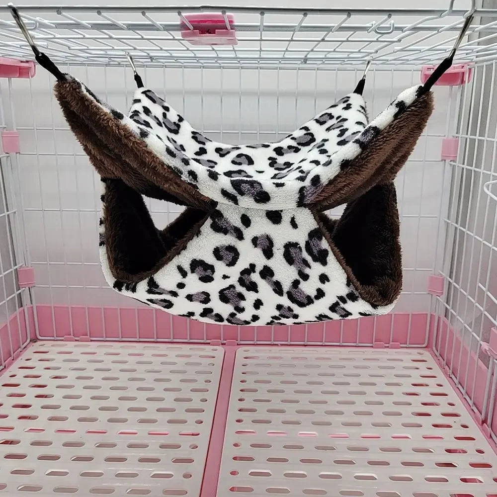 倉鼠保暖毛絨吊床小動物雙層加厚睡袋窩寵物鼠松鼠吊籠屋