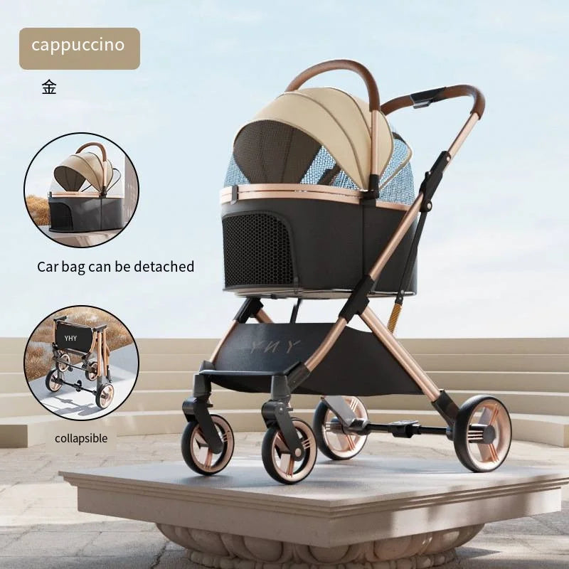 Separable High-end Pet Stroller with Multifunctional Bag Separation Ultra Easy To Carry One Click Collection Cat Dog Stroller