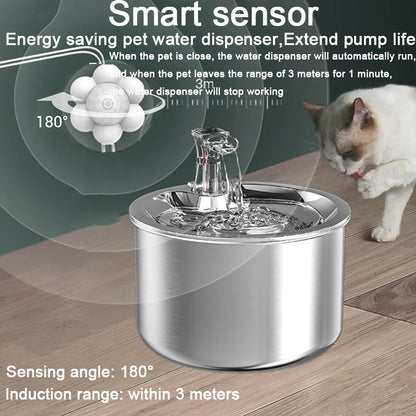 Intelligent Stainless Steel Cat Water Fountain Automatic Drinker For Cats Feeder Pet Water Dispenser Drinking Fountain For Cats