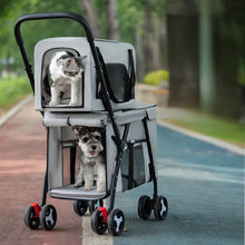 Multifunctional Double-layer Pet Stroller Lightweight and Foldable Travel cat Stroller Detachable Pet Handbag Pet Supplies