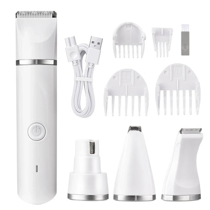4-in-1 Multi-functional Electric Dog Clippers for Grooming Cordless Dog Shaver Clippers Trimmers Low Noise Pet Grooming Tools