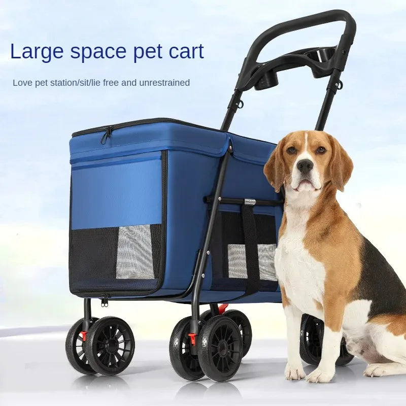 Medium To Large-sized Dog Pet Cart Dog Cat Teddy Baby Stroller for Outdoor Use Small Pet Cart Lightweight and Foldable