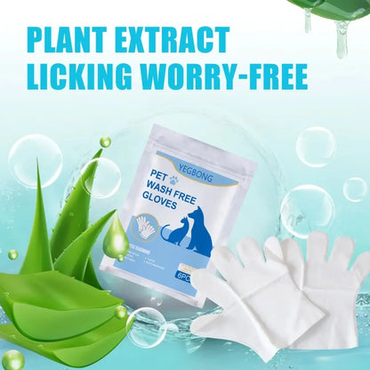 6pcs Disposable Pet Cleaning Gloves for Cats & Dogs Bath
