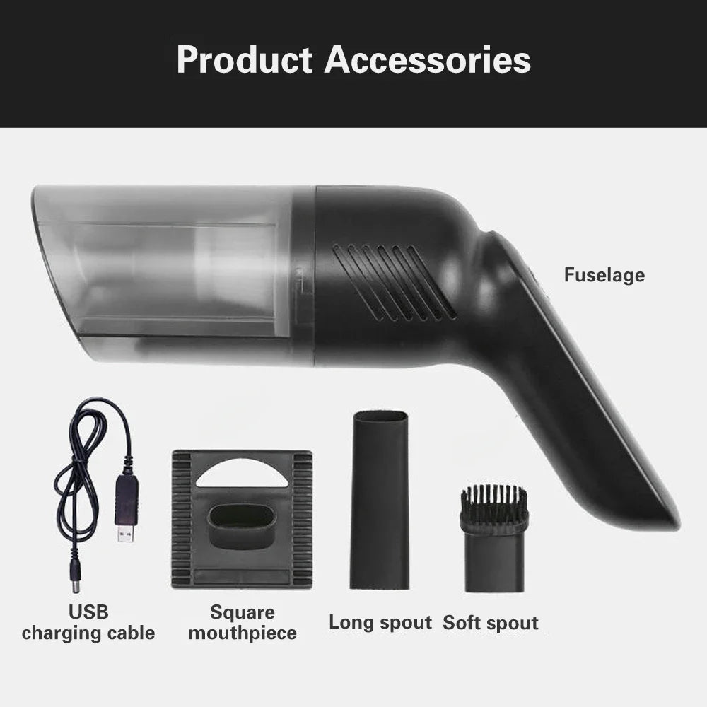 Portable Pet Hair Vacuum Cleaner Powerful Household Vacuum Cleaner 15000Pa Rechargeable UV Cleaning