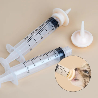 Pet Feeding Nipple for Kitten Puppy Newborn Cat Silicone Feeding Pacifier with Syringes for Mini Pet Small Dog Milk Feeding