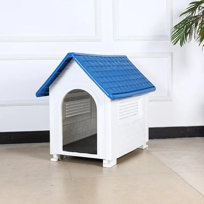 Outdoor Plastic Dog Kennel – Rainproof, Ventilated, Detachable