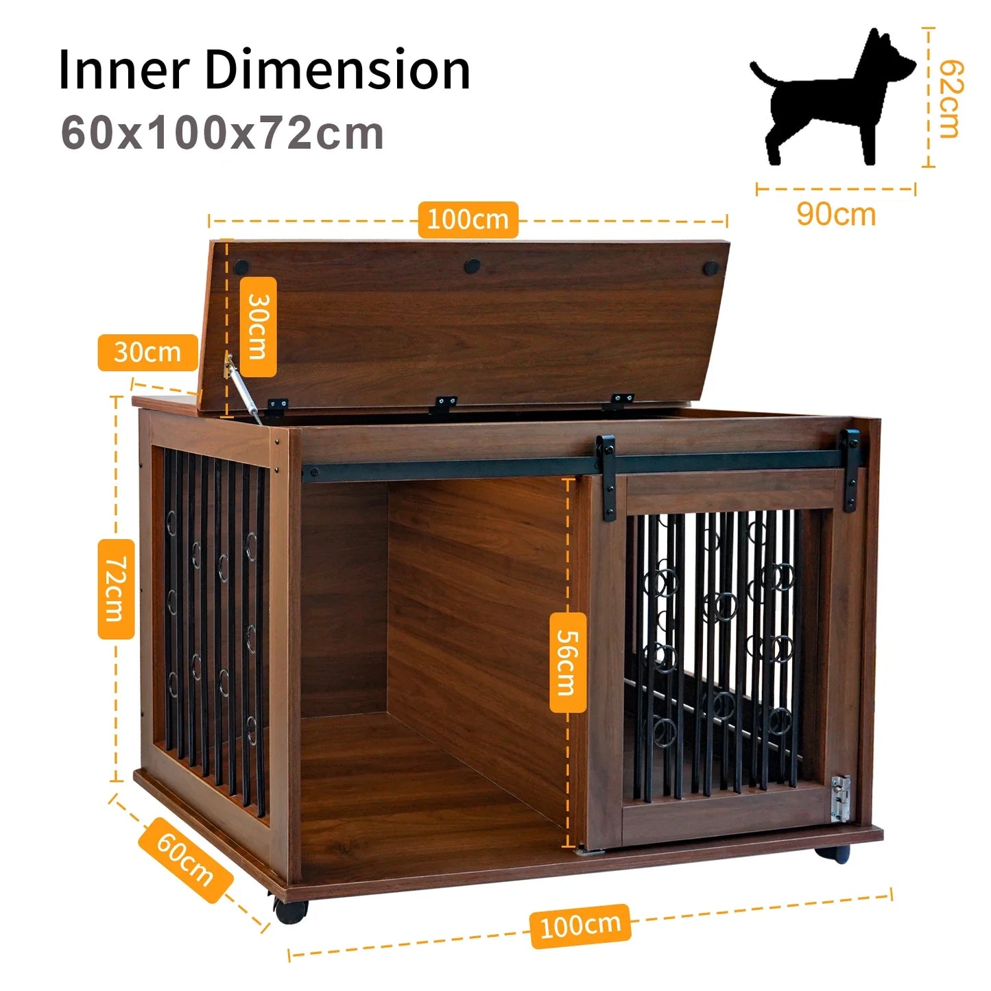 Luxury Wooden Dog Crate with Doors for Small Animals