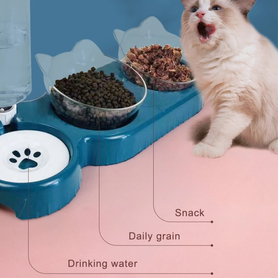 Pet Automatic Water Feeder and Food Container (Anti Slip Double Bowl)