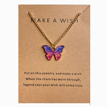 10 Pcs Fashion Butterfly Necklaces For Women Boho Vintage Colorful Simple Pendant Choker Chain 2024 New Jewelry Gifts Wholesale