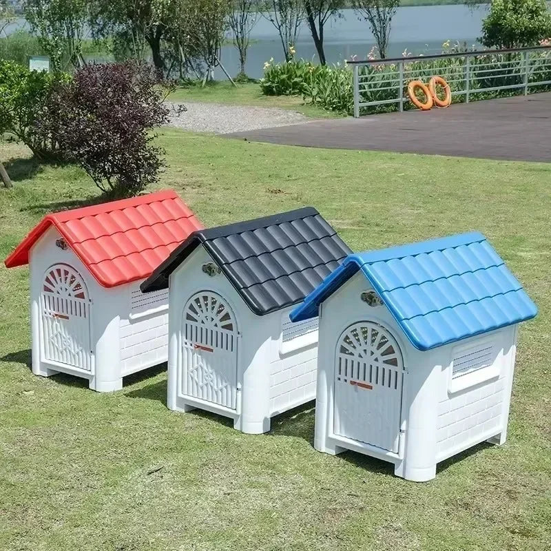 Outdoor Plastic Dog Kennel – Rainproof, Ventilated, Detachable