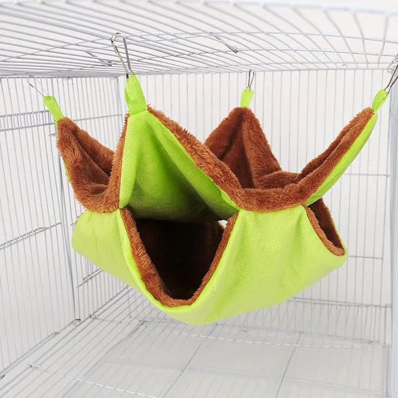 Solid Color Winter Pet Hammock Double Layer Thick Plush Hamster Hammock Chinchilla Guinea Pig Ferret Sleeping Bag Hamster Cage