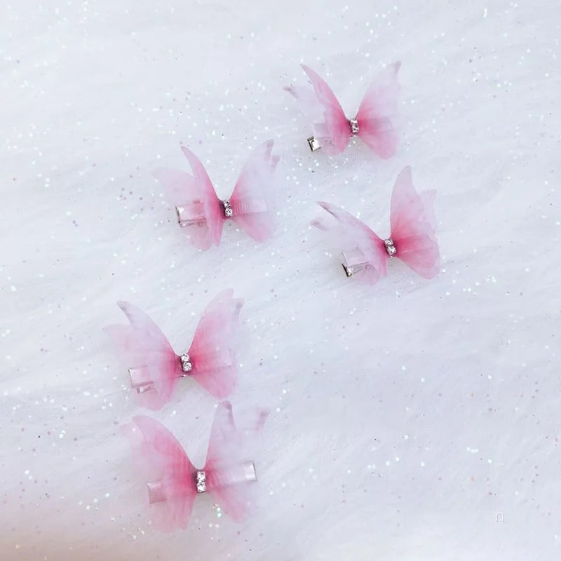 5PCS New Cute Princess Mesh Double-layer Butterfly Lovely Girls Hairpins Children Headwear Hairgrip Hair Clips Hair Accessories