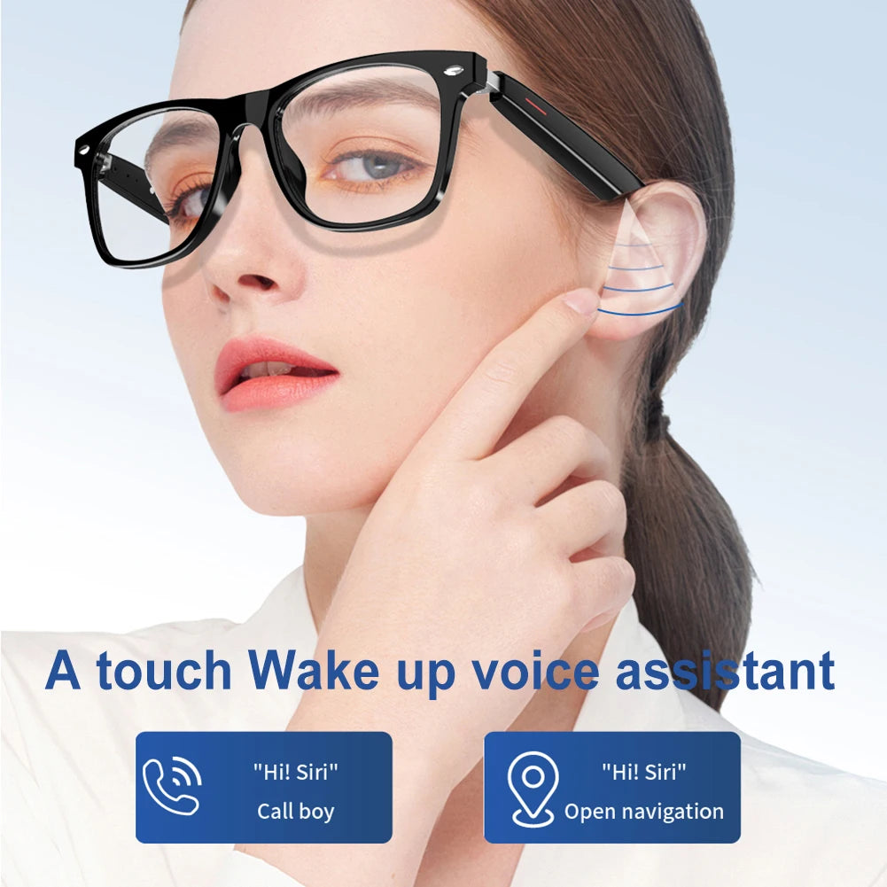 Smart Glasses AI Voice Assistant Outdoor Sport Glasses with Camera Remote Shooting Open Ear Sound Mic & Speakers for Women Men