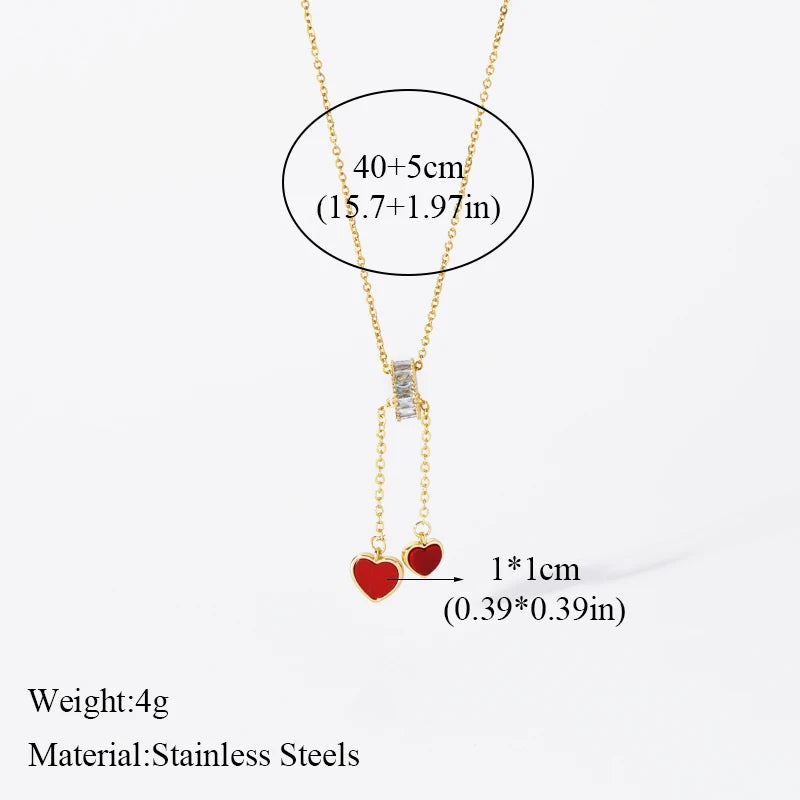 EILIECK 316L Stainless Steel Moon Pearl Zircon Puppy Pendant Necklace For Women Girl New Fashion Neck Chain Jewelry Gift Bijoux