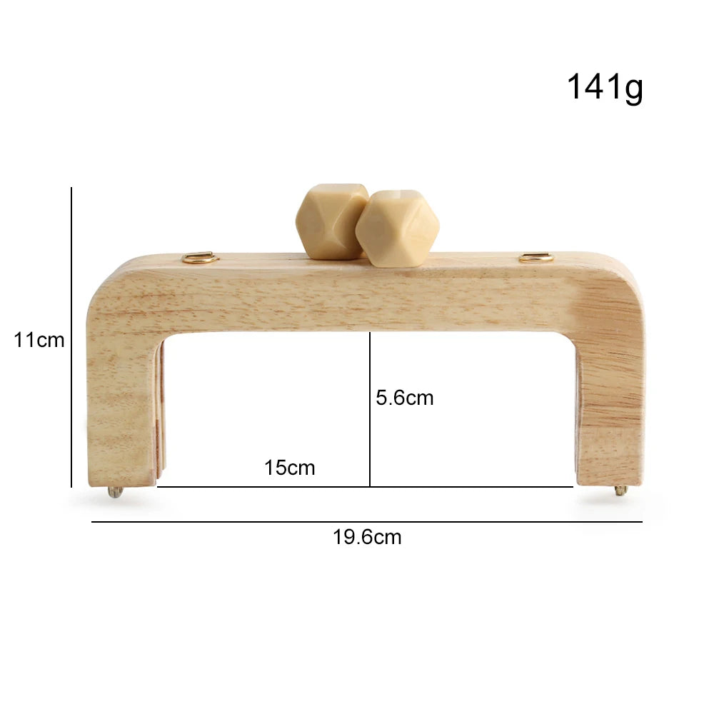 1PC Macaron Candy Color Wallet Solid Wood Handle Frame Retro Bag Messenger Bag Curved Solid Wood Resin Head Gold DIY Handle