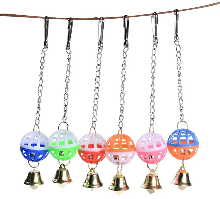 Plastic Ball Bell Bird Toys Colorful Pet Parrot Swing Toys African Grey Budgie Parakeet Cockatiel Lovebird Cage Parrot Toy