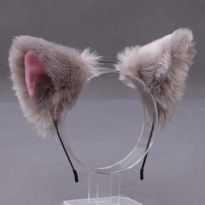 Fox Cat Ear Plush Hair Hoops Cosplay Fluffy Plush Hairband Headband Women Girl Masquerade Party Headwear Hair Accessories
