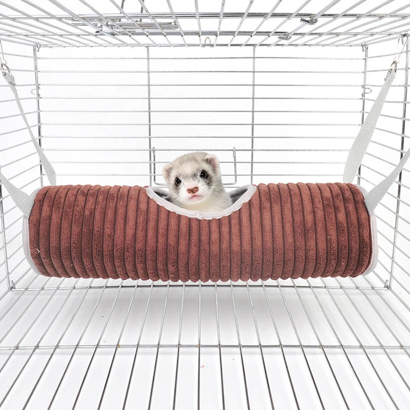 Winter Warm Hamster Tunnel Hammock for Small Animals Sugar Glider Tube Swing Bed Nest Sleeping Bed Rat Ferret Toy