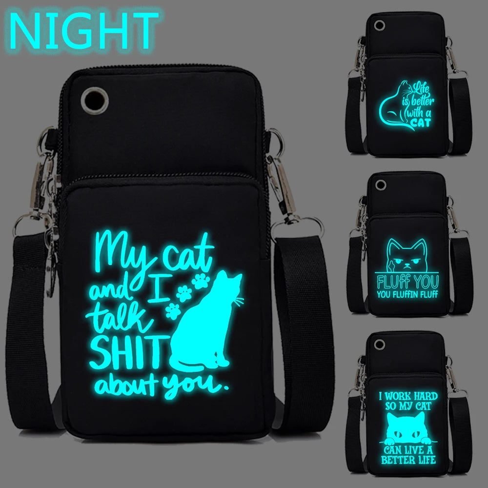 Women Luminous Messenger Bag Animal Lovers Hanging Neck Purse