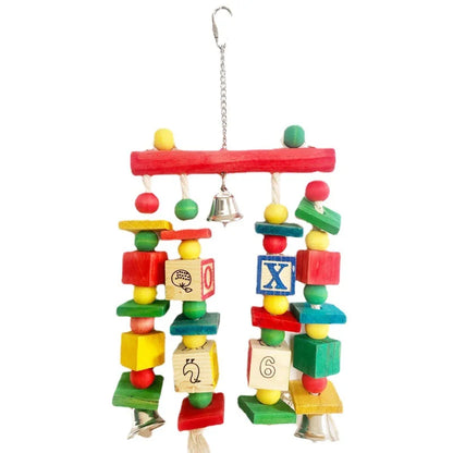 Parrot toys, Colorful wooden bird supplies, Unique shape, Diverse ways to play, Complete variety, Large parrot bite bird toys