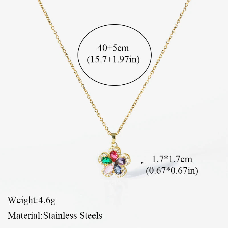 EILIECK 316L Stainless Steel Moon Pearl Zircon Puppy Pendant Necklace For Women Girl New Fashion Neck Chain Jewelry Gift Bijoux