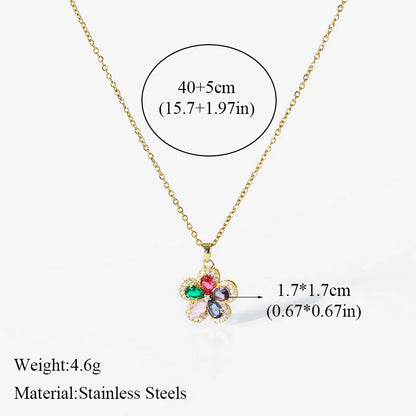 EILIECK 316L Stainless Steel Moon Pearl Zircon Puppy Pendant Necklace For Women Girl New Fashion Neck Chain Jewelry Gift Bijoux