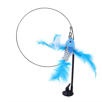 貓玩具模擬鳥互動吸盤羽毛鳥帶鈴鐺貓棒玩具幼貓玩逗貓棒玩具貓用品