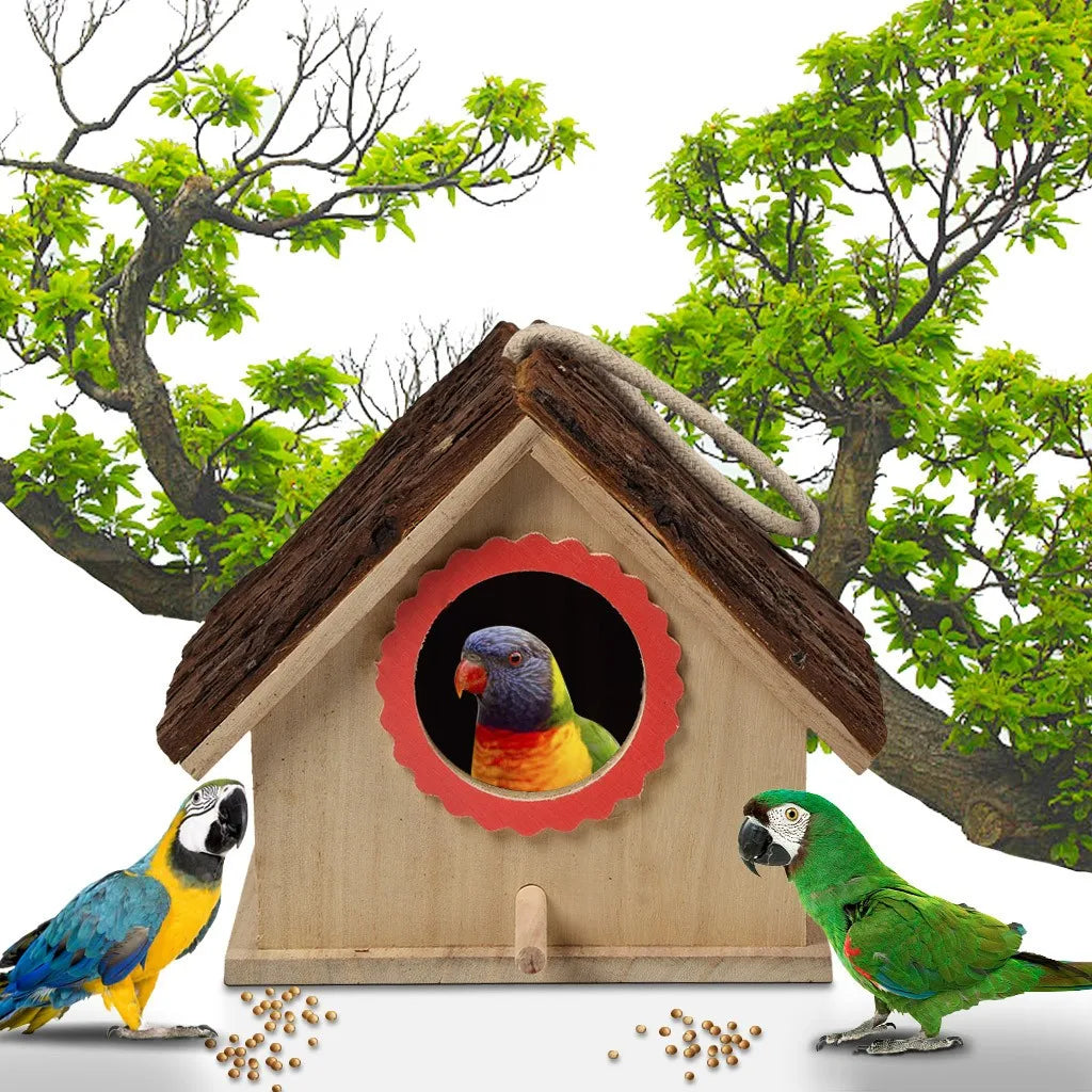 2024 New Large Bird House Wood Wooden Hanging Standing Birdhouse Outdoor Garden Decor