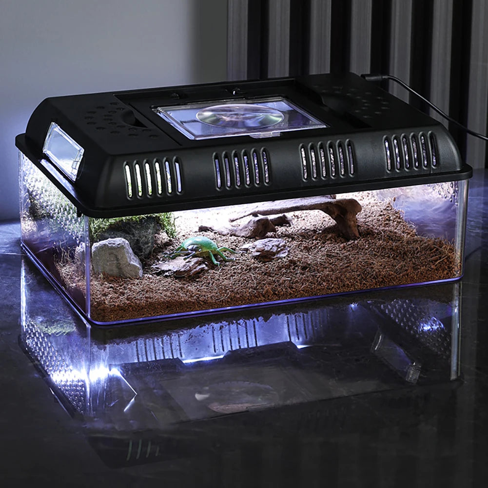 Portable Terrarium Reptile Box For Snake Reptile Tank Terrarium With Adjustable Glass For Amphibians Feeder Insects Reptiles