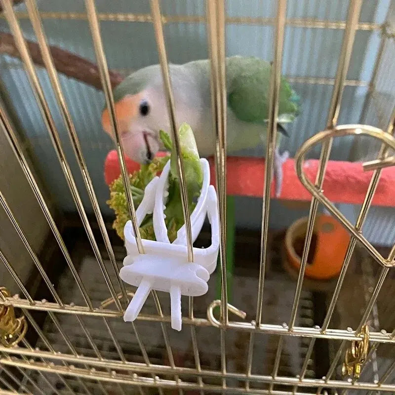 Cute Small Pet Bird Food Holder Parrot Fruits Vegetables Clip Cuttlefish Bone Feeder Device Clamp Bird Cage Accessories Oiseaux