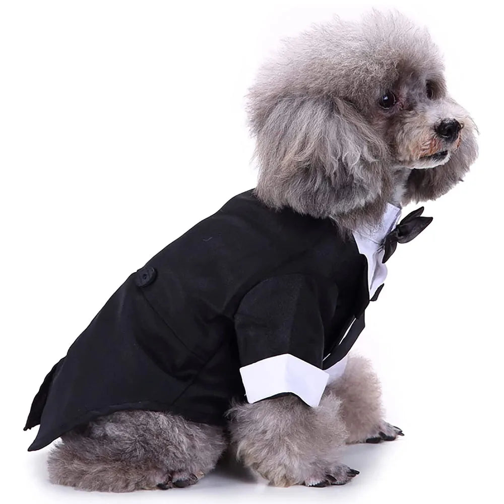 Dog Tuxedo Formal Dog Clothes Shirt Costume Wedding Attire Party Bow Tie Suit for Dogs Cat Outfit Birthday Christmas Pet Costume