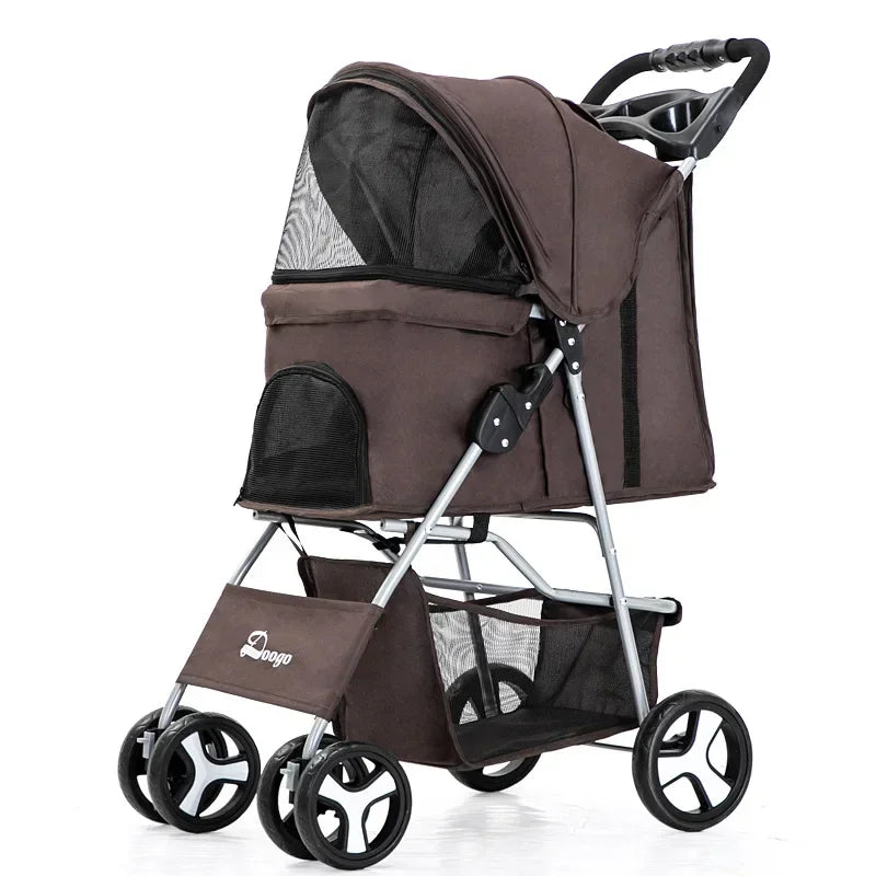 Portable Foldable Pet Stroller Four Wheel with Sunroof