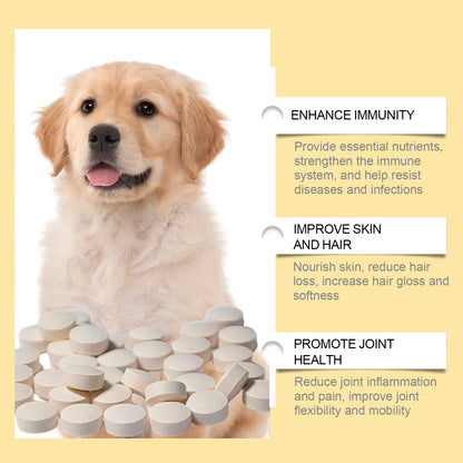 Canine Multivitamin Fish Oil Tablets for Dogs Coat Care Formula with Omega-3, Reduce Shedding & Nourish Skin Health Supplement