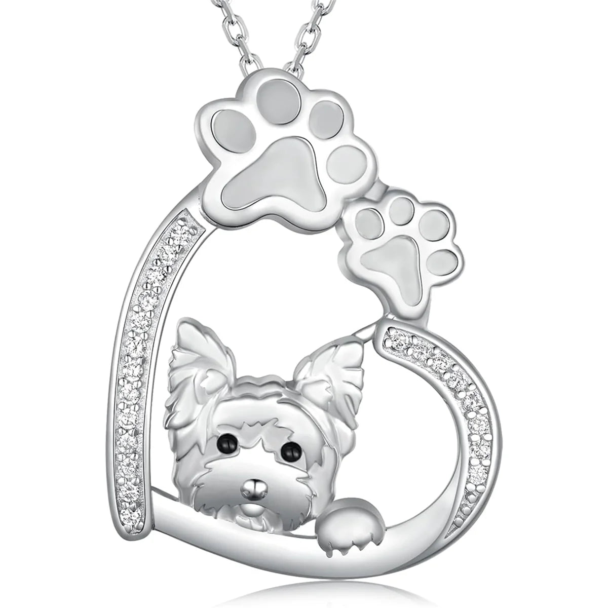 Creative Cute Two-Color Yorkshire Pendant Necklace for Women Pet Puppy Jewelry Animal Accessories Birthday Gift for Dog Lovers