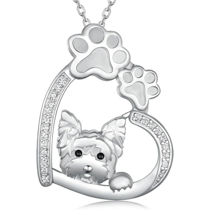 Creative Cute Two-Color Yorkshire Pendant Necklace for Women Pet Puppy Jewelry Animal Accessories Birthday Gift for Dog Lovers