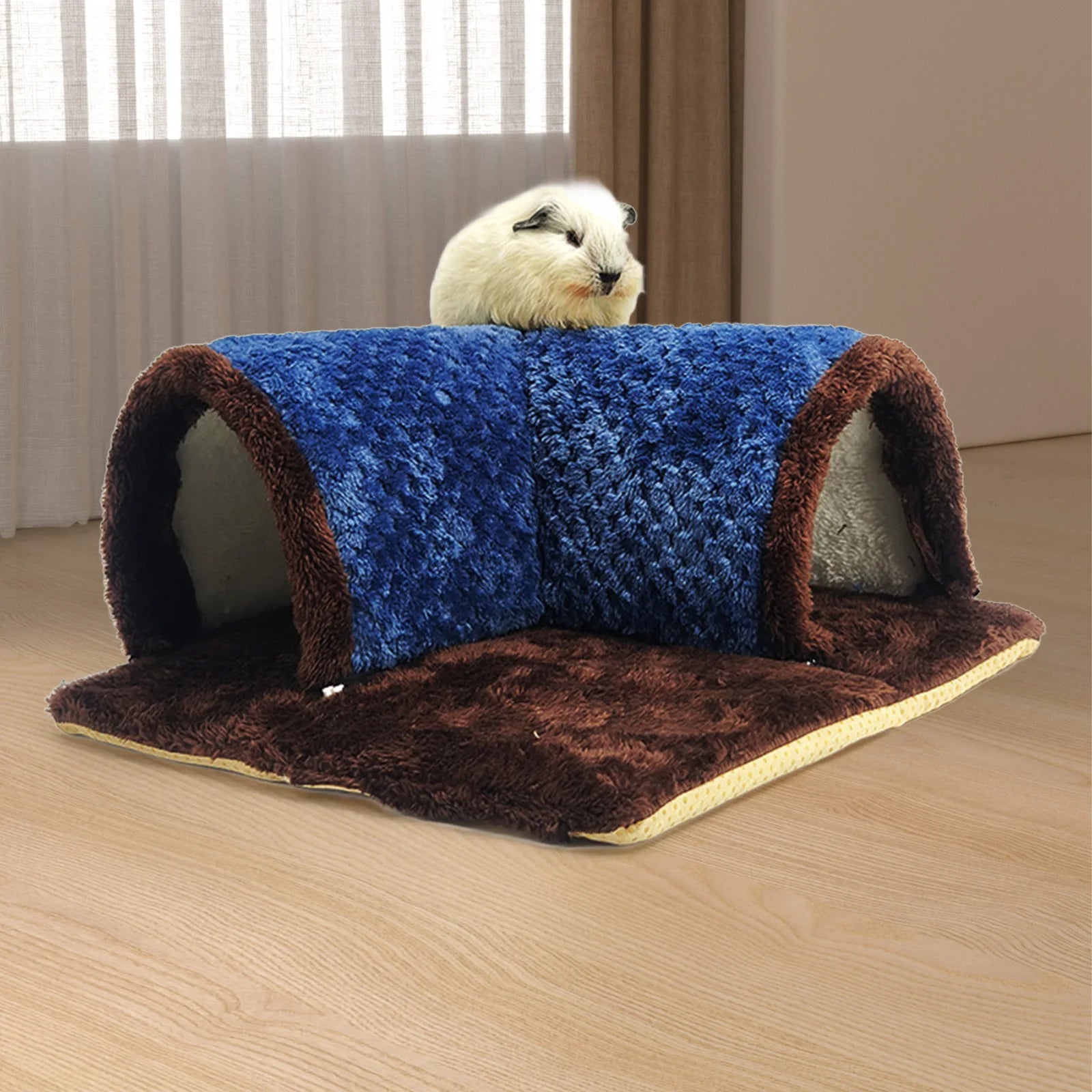 Small Animals Tunnel Guinea Pig Hideout Breathable Playground Removable Mat Pets Cave Guinea Pig House for Hamster Cat Kitten