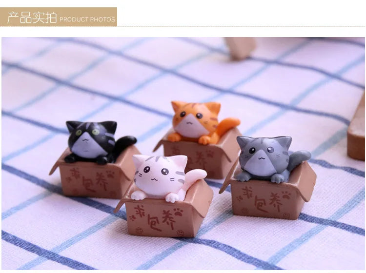 Kawaii Mini Cat Ornament Garden kitten statue Gift For Kids Children Baby Room Decoration Toy