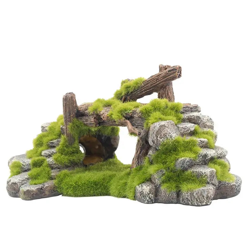 Aquarium Rockery Aquatic Caves Multifunctional Landscape Bridge Ornament Fish Tank Decoration for Table Desktop Decorative