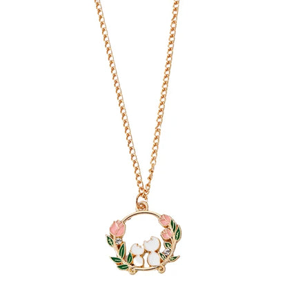 Cute Cat Bunny Sika Deer Necklace for Women Kids Fashion Cartoon DIY Animal Pendant Necklace Party Jewelry Accessories Gift