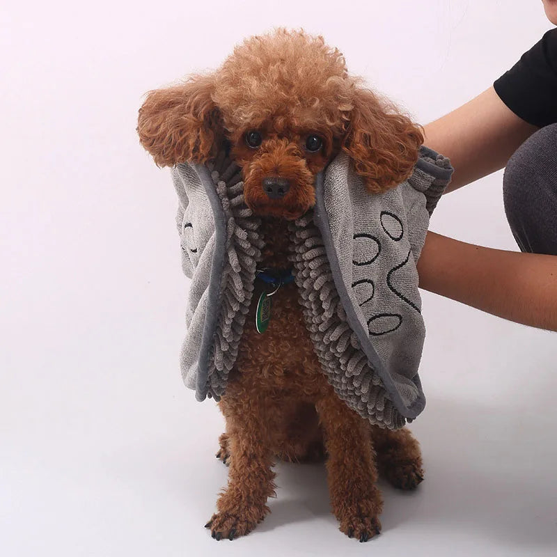 Pet Towel Quick Dry Dog Towel Bath Robe Soft Fiber Absorbent Cat Bath Towel Convenient Pet Cleaning Washcloth Pet Accessories