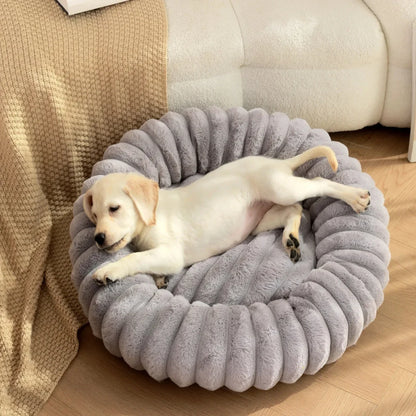 Round Plush Dog Bed for Medium Pets, Winter Soft Nest