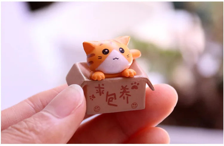 Kawaii Mini Cat Ornament Garden kitten statue Gift For Kids Children Baby Room Decoration Toy