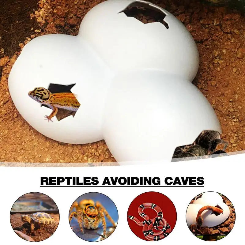 For Aquariums Terrariums - Reptile Hide Egg Shape Reptile Simulation Rock Cave Hideouts Basking Hide Decoration Ornament