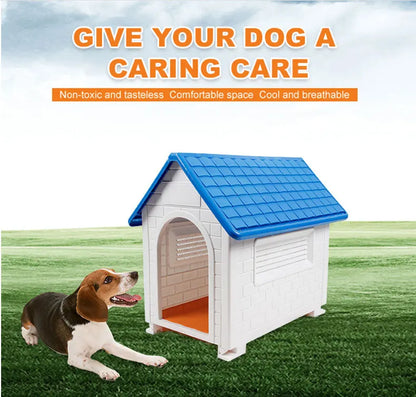 Luxury Plastic Outdoor Dog House for Small to Medium Pets