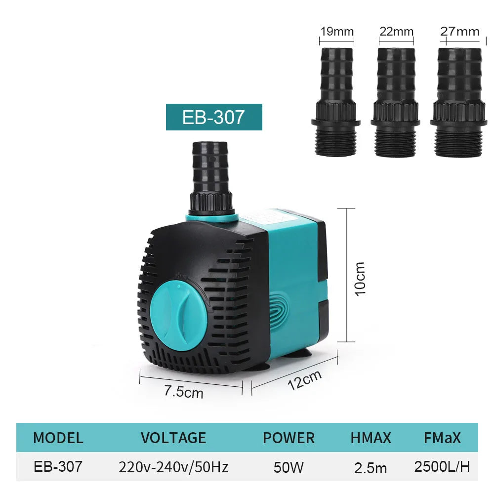 Ultra-Quiet 3-60W Submersible Water Fountain Pump Filter Fish Pond Aquarium Water Pump Tank Fountain EU US 220V-240V