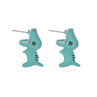 2pcs/1pair Animal Cartoon Stud Earring For Women Cute Dinosaur Little Dog Whale Clay Bite Ear Jewelry Funny Gifts Fashion
