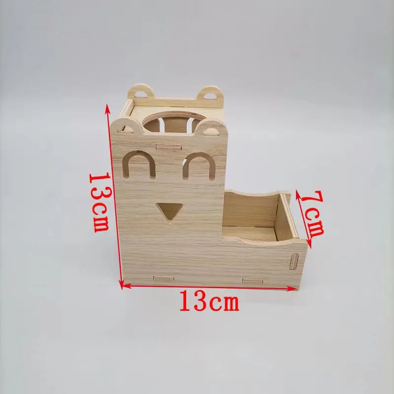 Pet Hamsters House DIY Wooden Gerbil Hideout Bridge Swing and Chinchilla Seesaw Pet Sport Exercise Toys Set  Cage Accessories