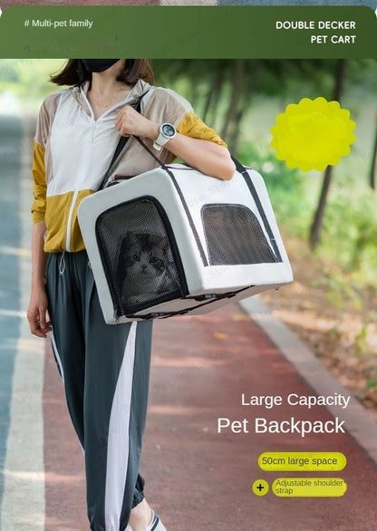 Multifunctional Double-layer Pet Stroller Lightweight and Foldable Travel cat Stroller Detachable Pet Handbag Pet Supplies